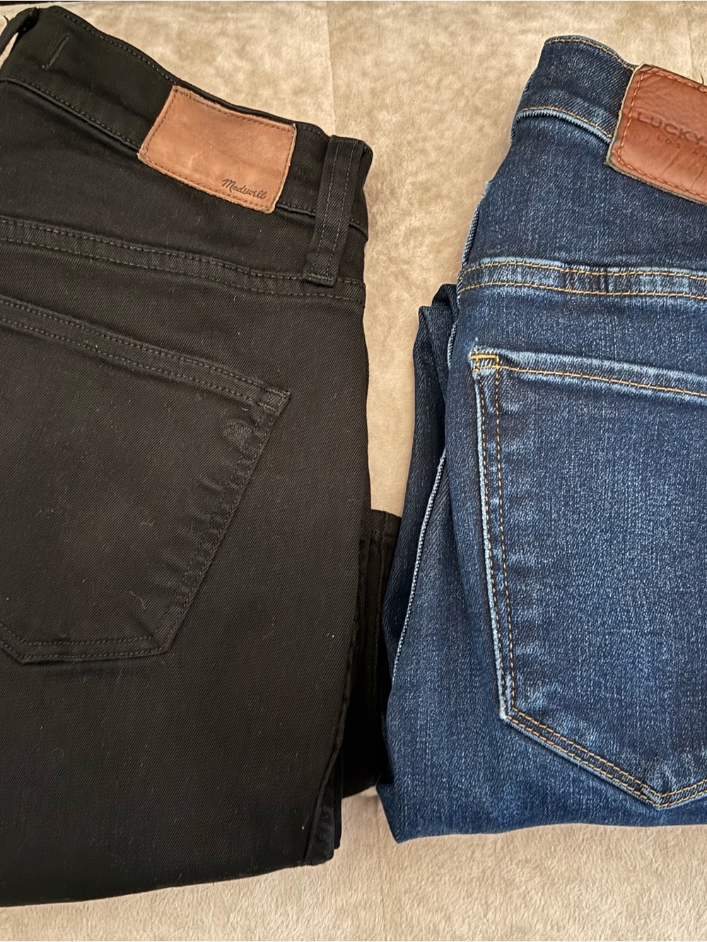 Lucky Brand and Madewell High-Rise Jeans in Black and Blue Denim